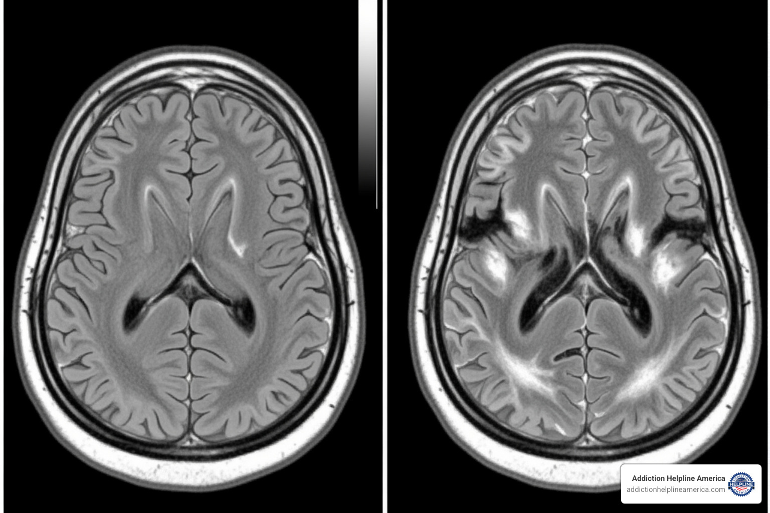 Image contrasting a healthy brain scan with a brain scan of a long-term meth user - meth addiction recovery