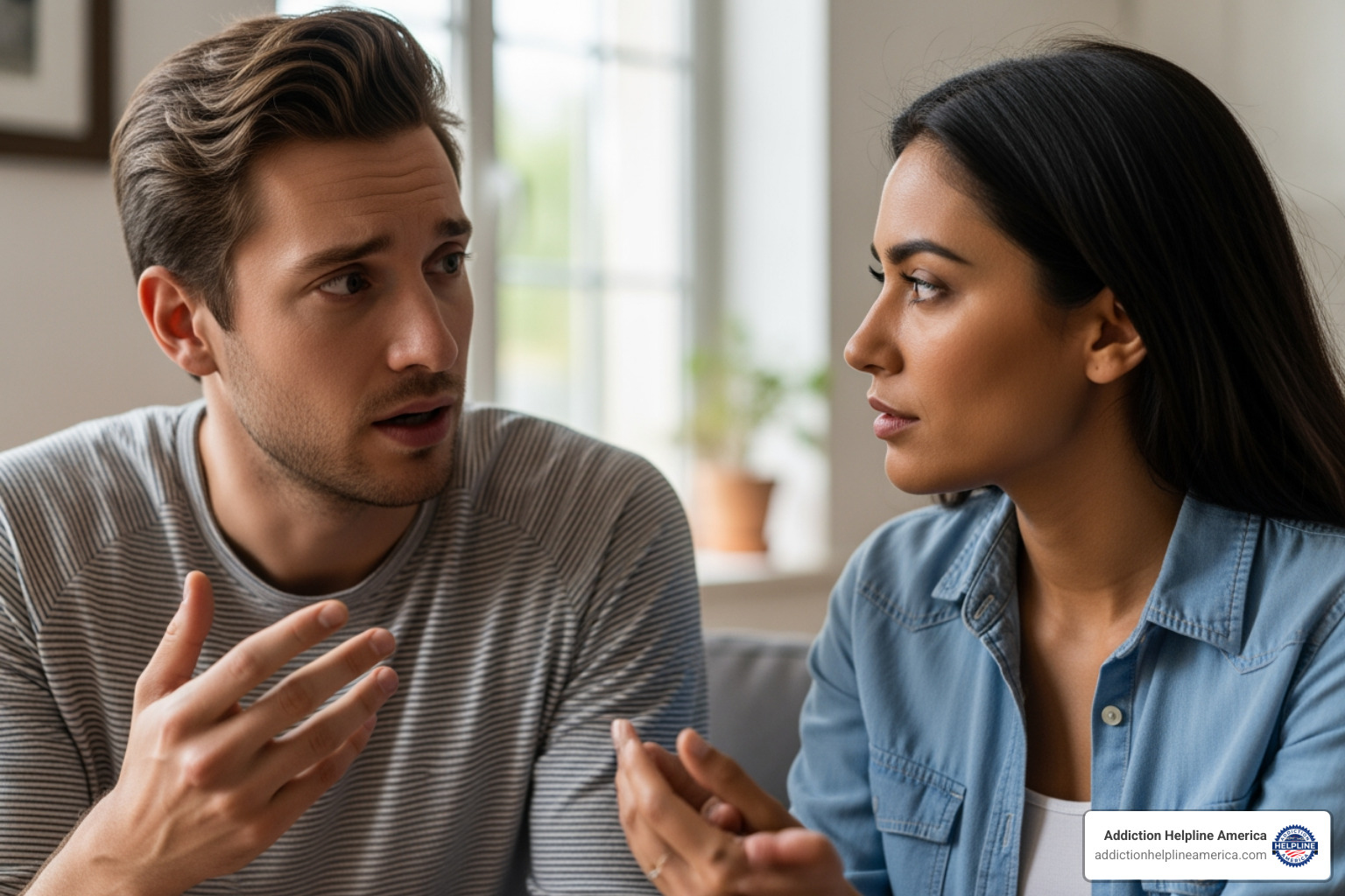 person looking concerned while talking to a friend or family member - crisis addiction hotline person looking concerned while talking to a friend or family member - crisis addiction hotline