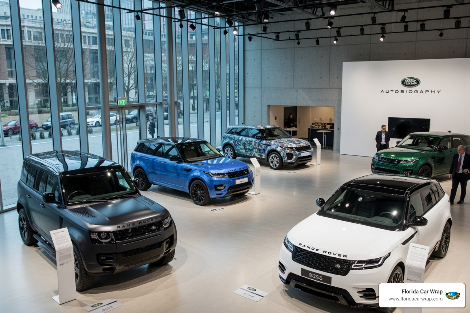 Gallery showcasing different Range Rover models with various wraps (e.g., matte black Defender, satin white Velar) - range rover wrap cost Gallery showcasing different Range Rover models with various wraps (e.g., matte black Defender, satin white Velar) - range rover wrap cost