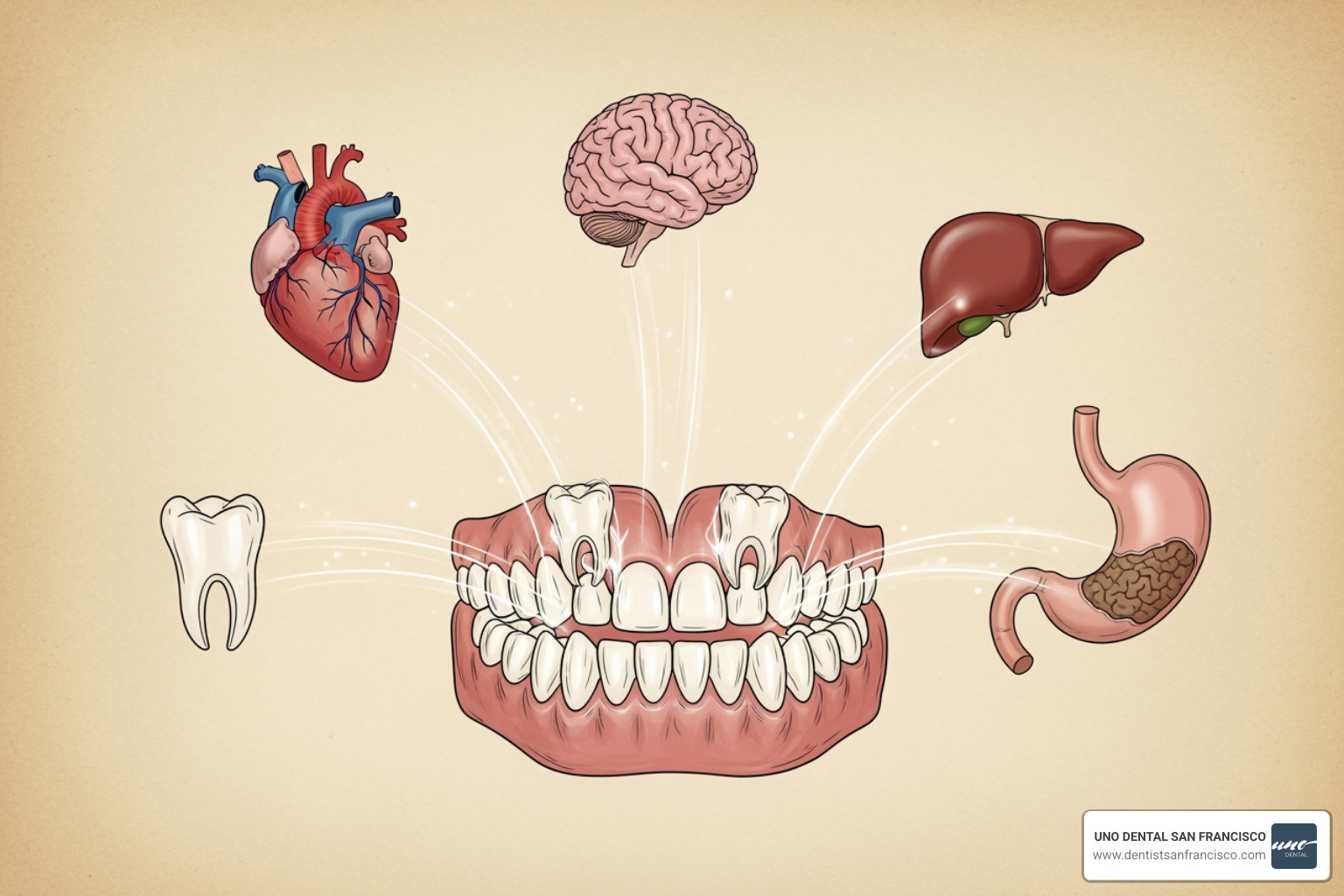 image of a diagram showing the link between oral health and overall body health - professional teeth cleaning image of a diagram showing the link between oral health and overall body health - professional teeth cleaning
