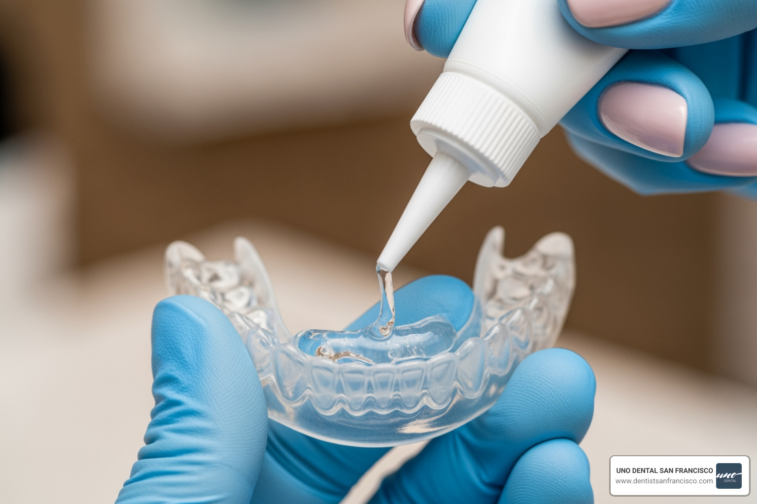 image of dispensing gel into custom tray - diy teeth whitening gel for trays image of dispensing gel into custom tray - diy teeth whitening gel for trays