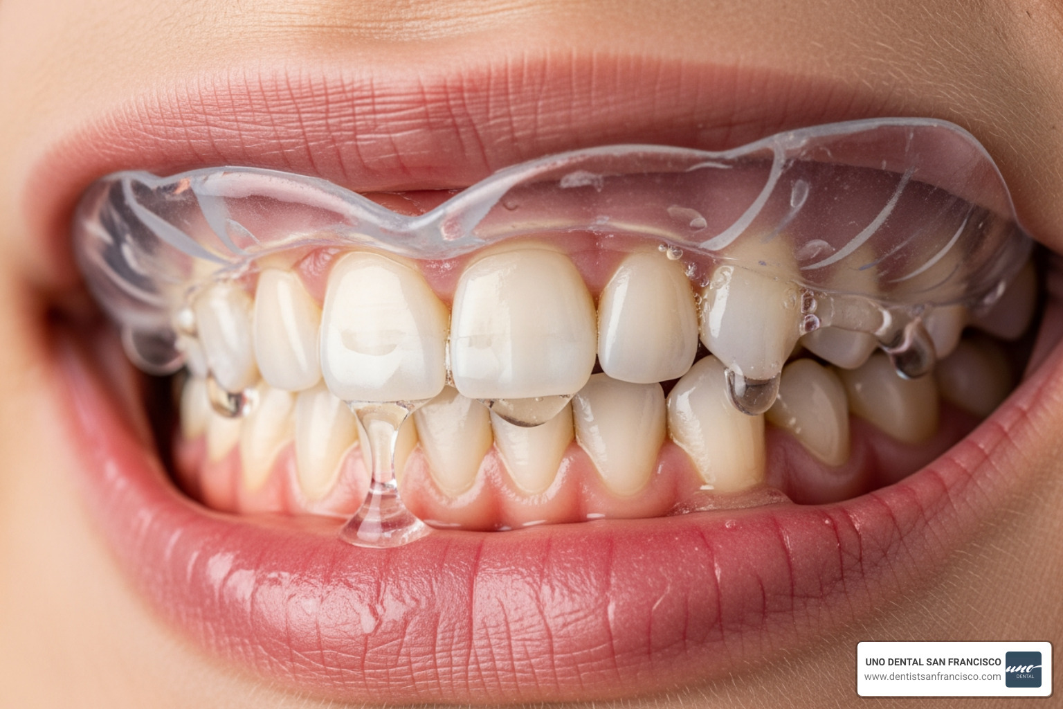 image of ill-fitting tray with gel leakage - diy teeth whitening gel for trays image of ill-fitting tray with gel leakage - diy teeth whitening gel for trays