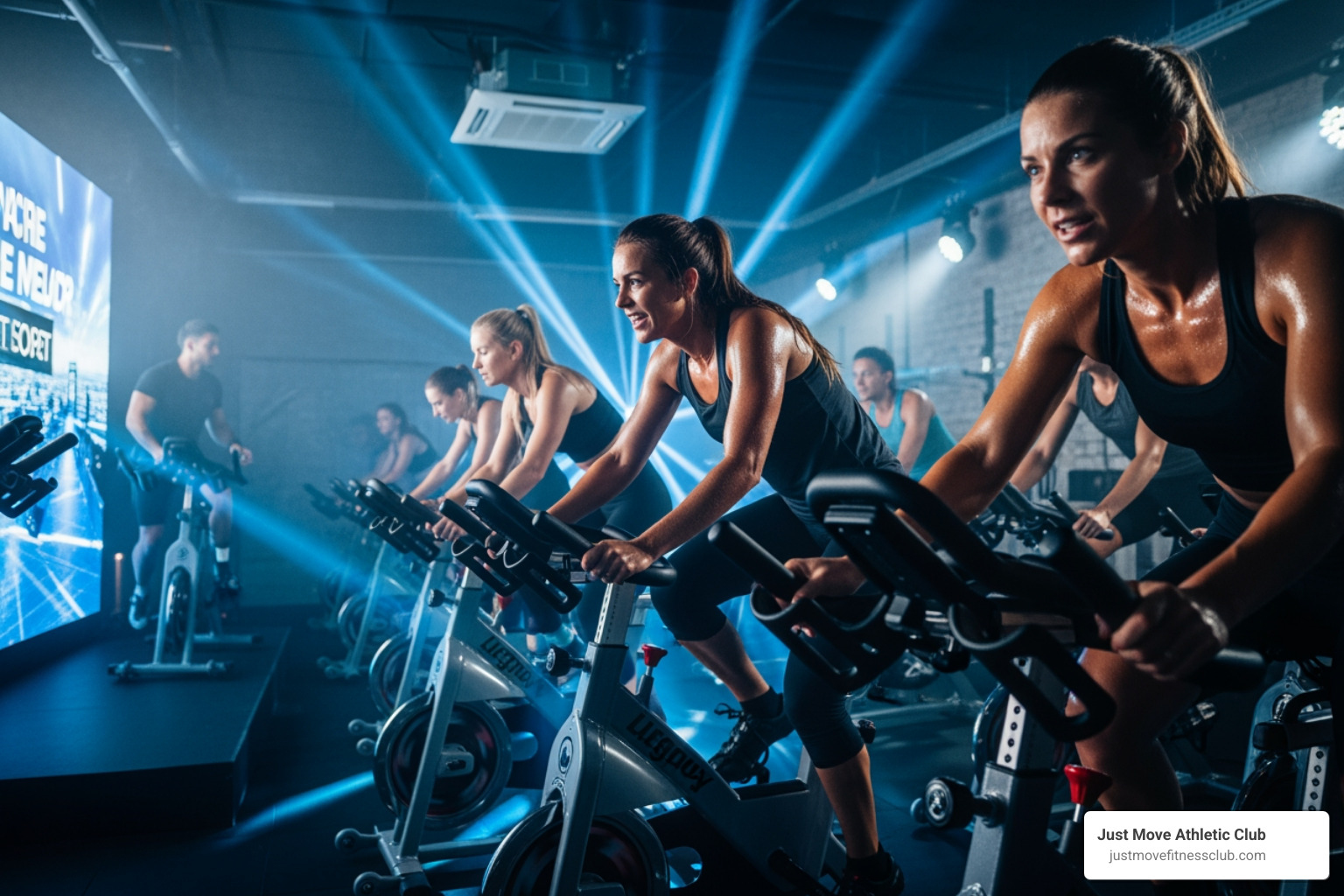 an energetic spin class with dynamic lighting - fitness classes south lakeland