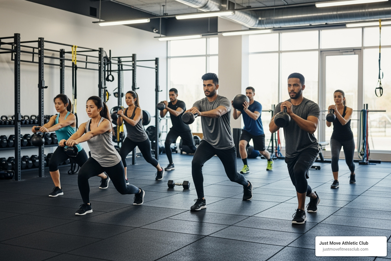 a group using weights in a functional training class - fitness classes south lakeland