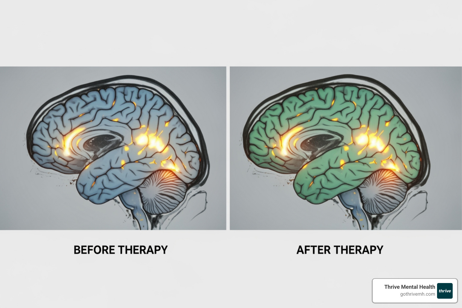 Brain scan showing changes in brain activity after therapy - what is emdr primarily used for