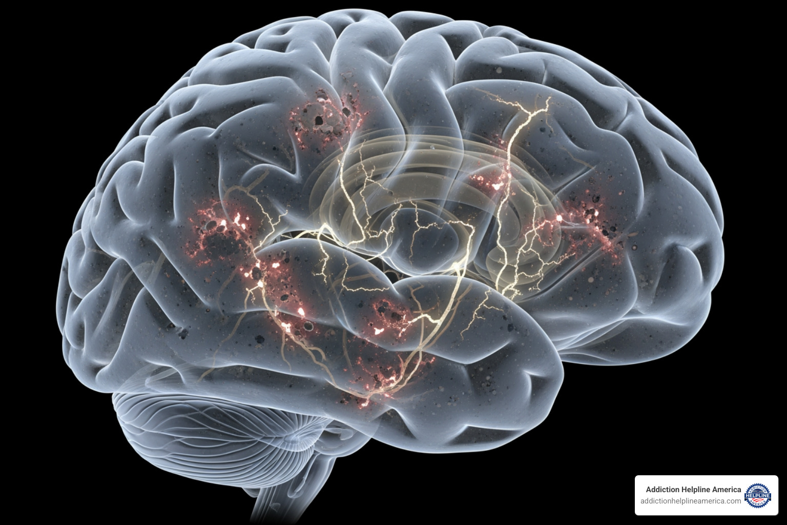 Illustration showing the negative effects of cocaine on the brain, including changes in dopamine pathways and neural damage - cocaine addiction rehab