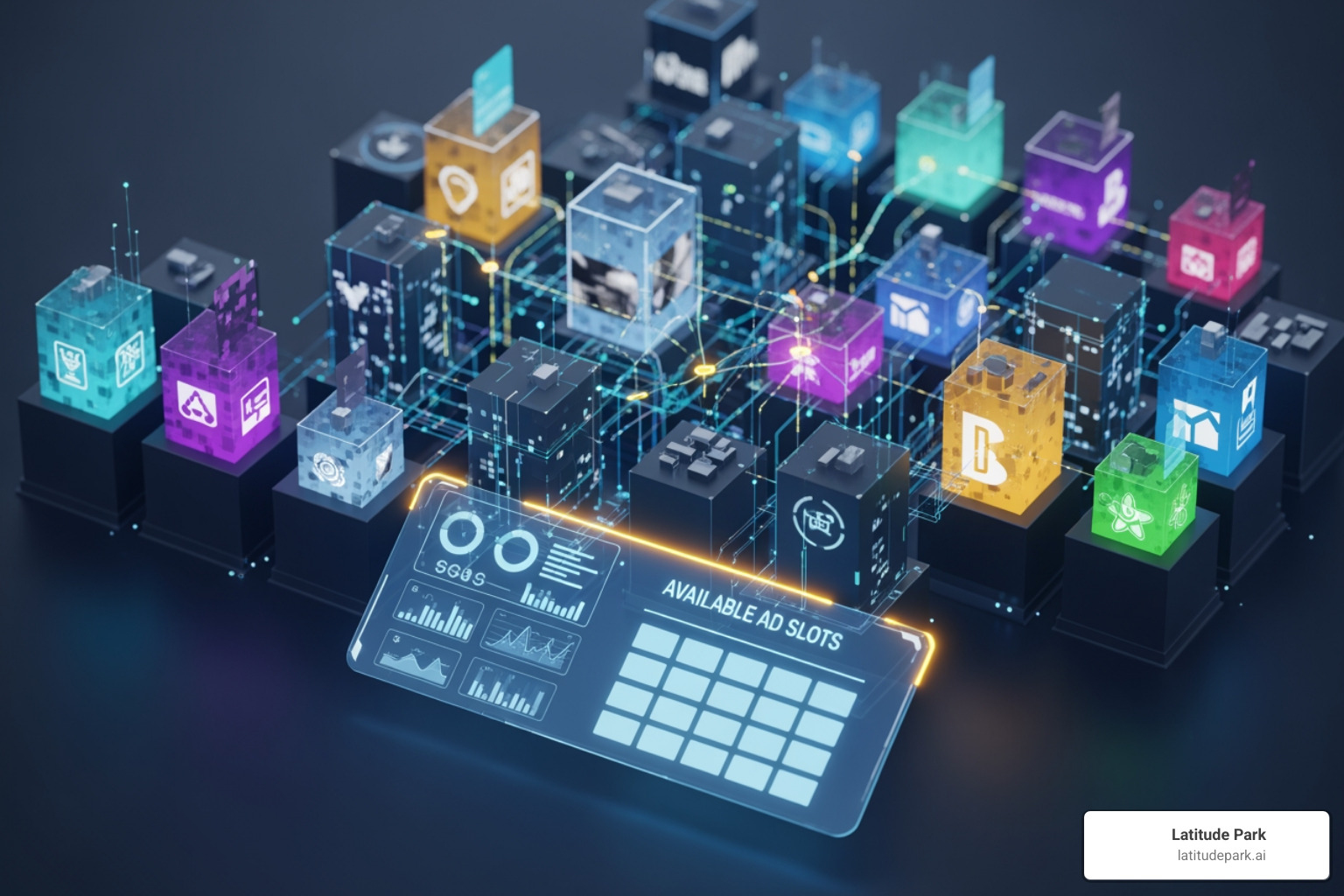 A flowchart showing the different methods for selling digital advertising space, including Direct Sales, Programmatic Advertising, Ad Platforms & Networks, and Affiliate Marketing, with arrows indicating the flow of inventory and revenue. - selling digital advertising space