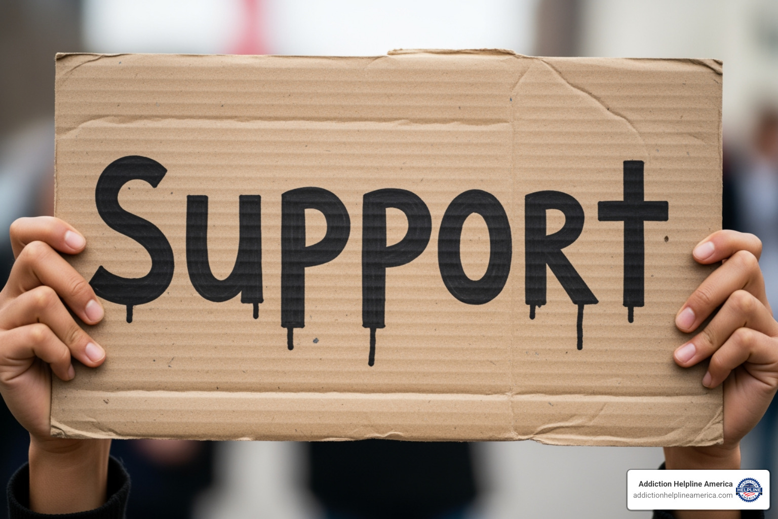 hands holding a sign that says "Support" - drug rehab in new orleans louisiana hands holding a sign that says "Support" - drug rehab in new orleans louisiana