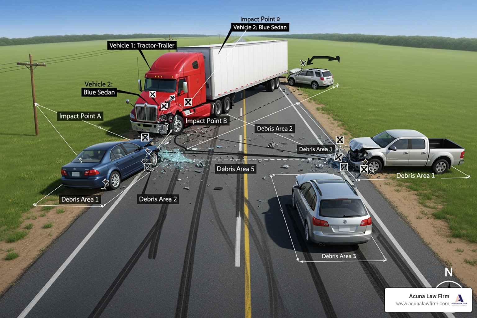 accident reconstruction diagram - tractor trailer accident lawsuit