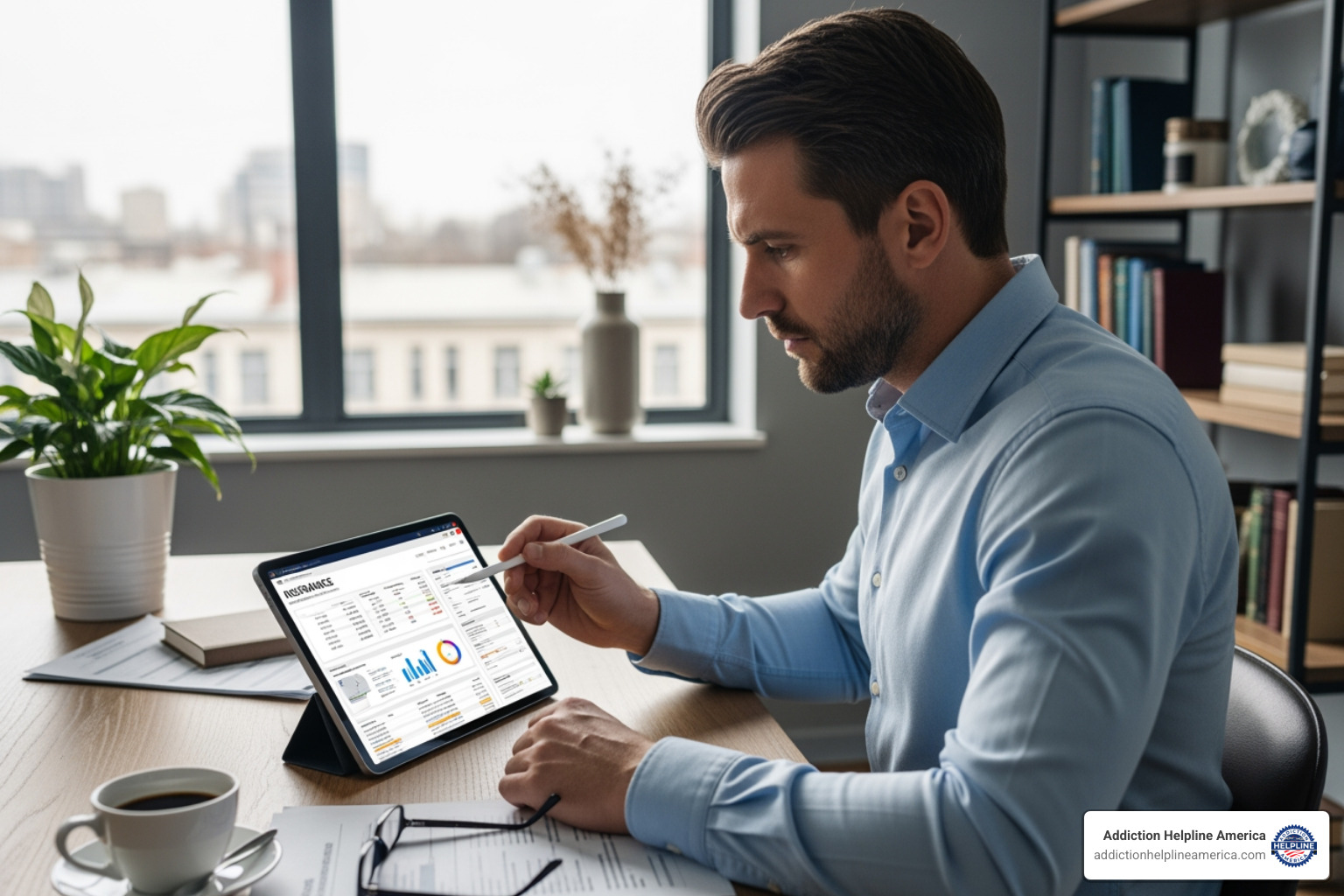 A person reviewing insurance information on a tablet - detox places