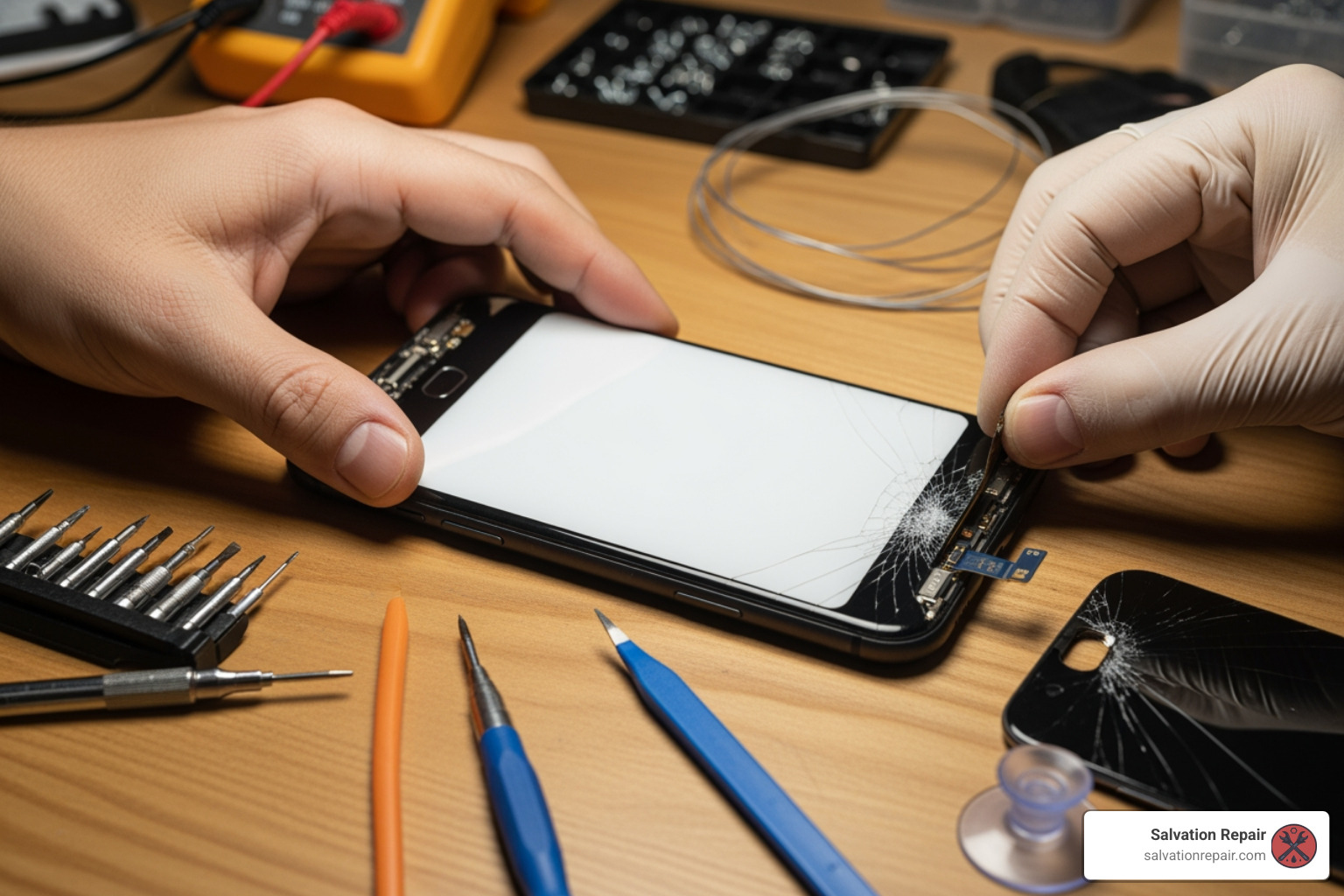 image of a technician replacing a smartphone screen - smartphone repair Laurel MS