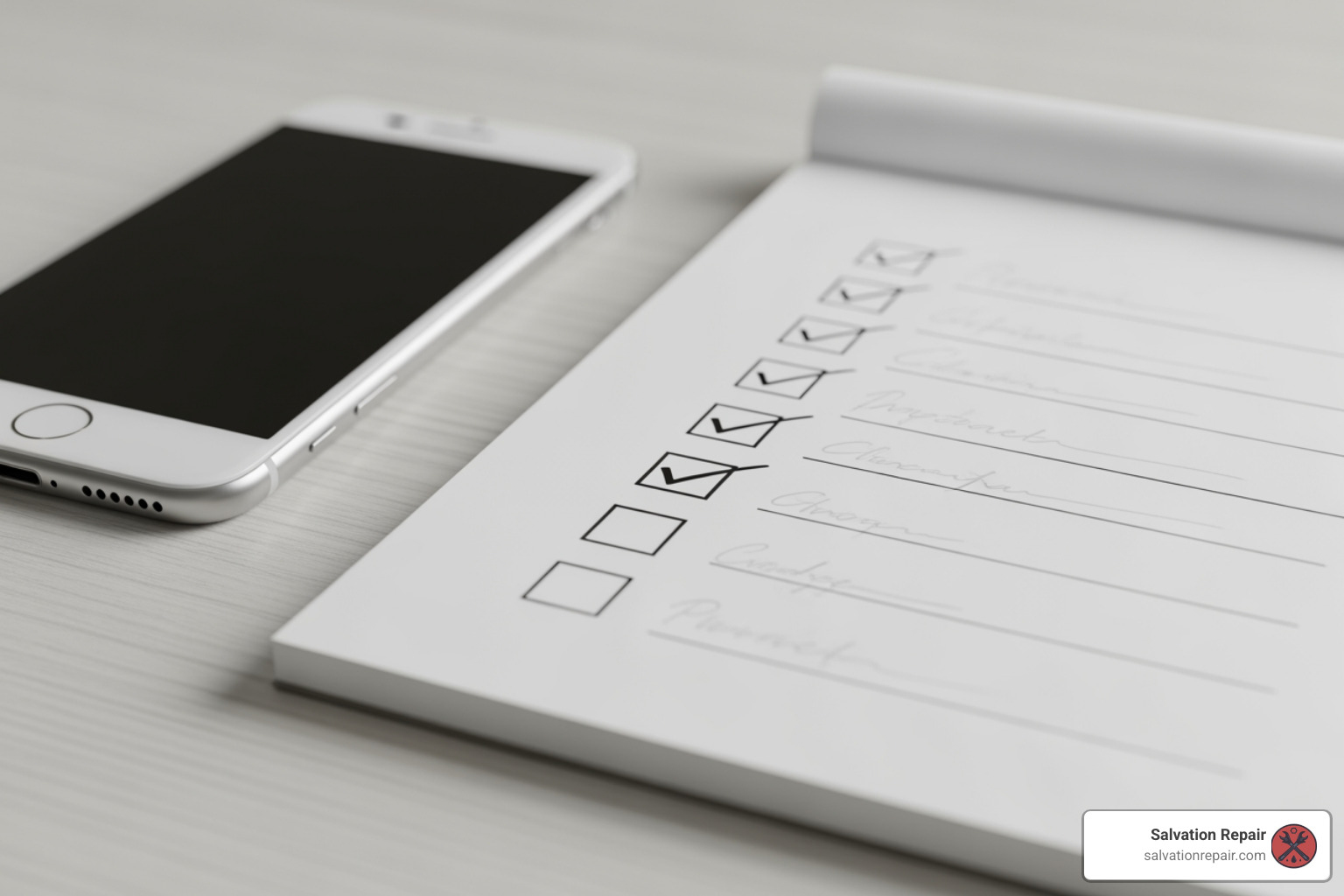 image of a checklist for phone repair preparation - smartphone repair Laurel MS