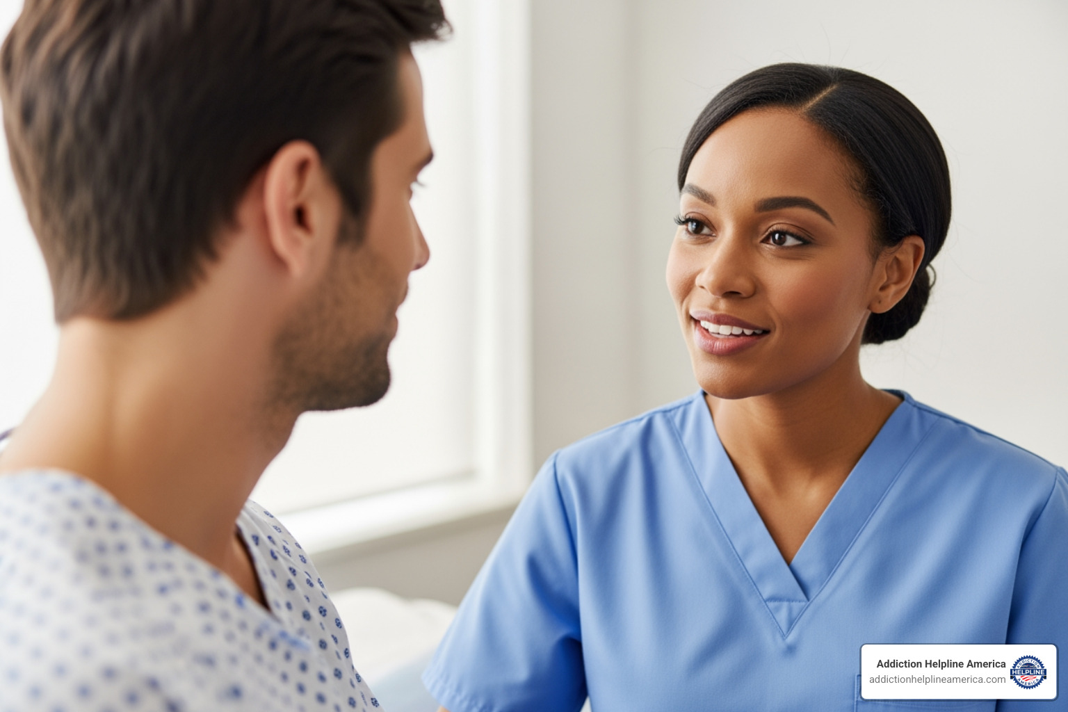 A caring nurse speaking with a patient - detox programs near me