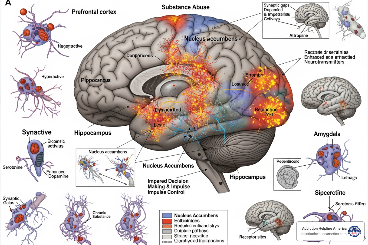 brain diagram illustrating the effects of substance use - medical detox centers near me