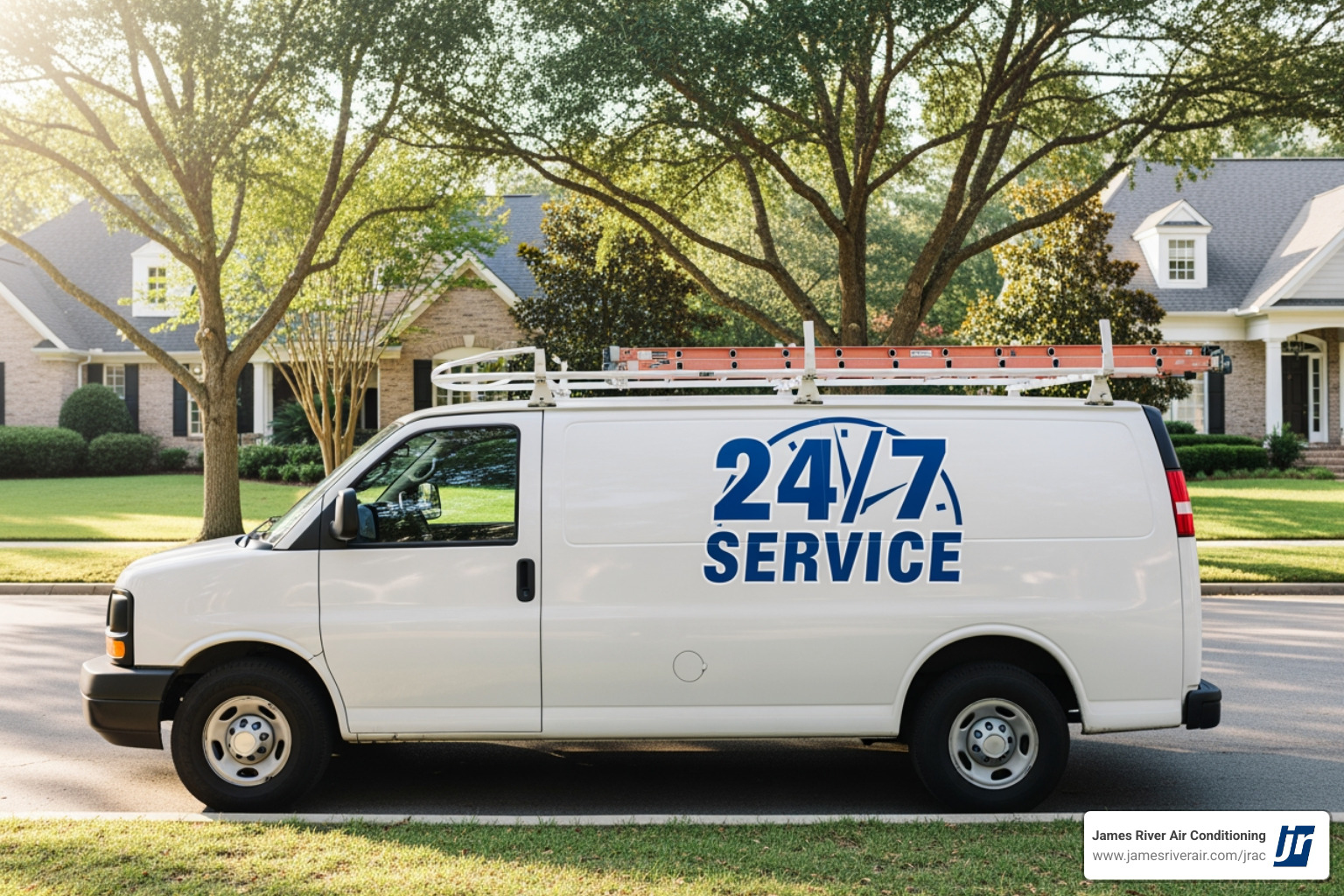 service van with 24/7 logo - 24 hour heating service in richmond, va