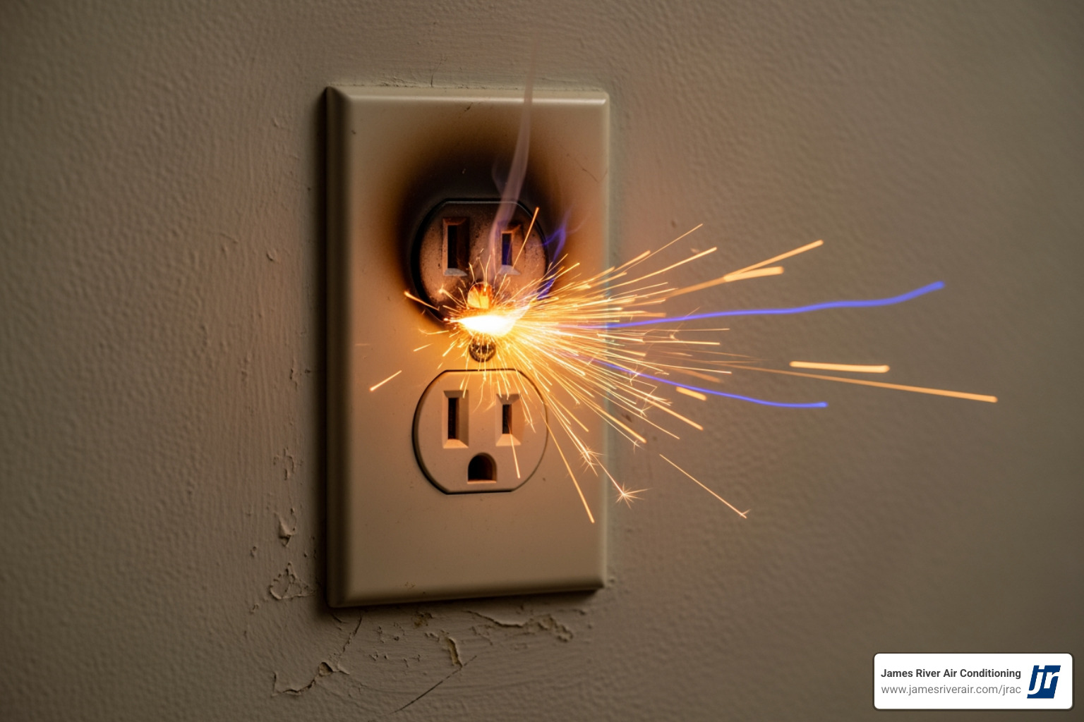 Sparking electrical outlet - 24 hour electrical service in chester, va Sparking electrical outlet - 24 hour electrical service in chester, va