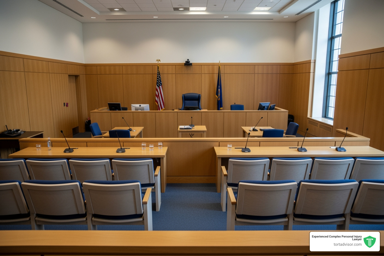 Jury box in a courtroom - Monsanto lawsuit news Jury box in a courtroom - Monsanto lawsuit news
