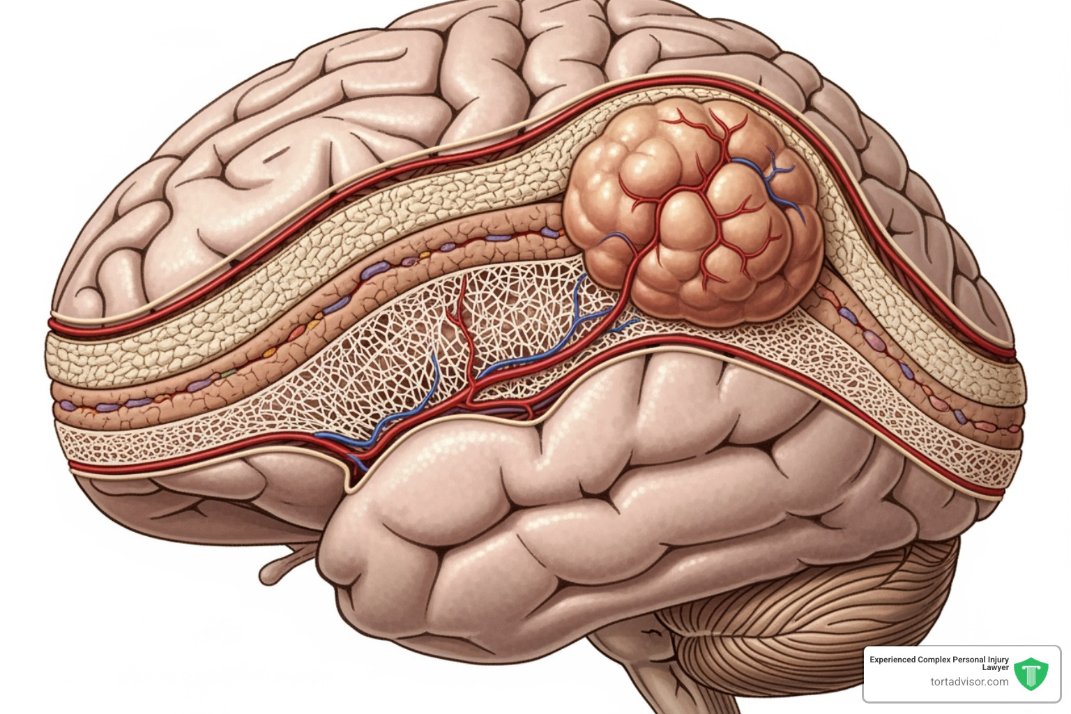 illustrating a meningioma tumor on the brain's meninges - Depo-Provera lawsuit eligibility illustrating a meningioma tumor on the brain's meninges - Depo-Provera lawsuit eligibility