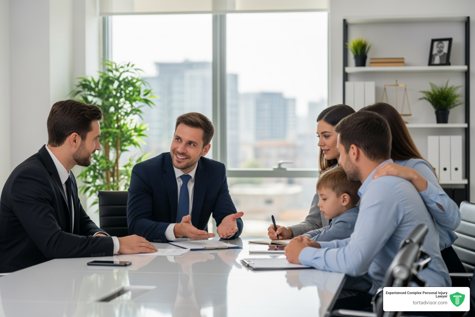 Confident legal team meeting with family - best wildfire lawsuit attorneys in california Confident legal team meeting with family - best wildfire lawsuit attorneys in california