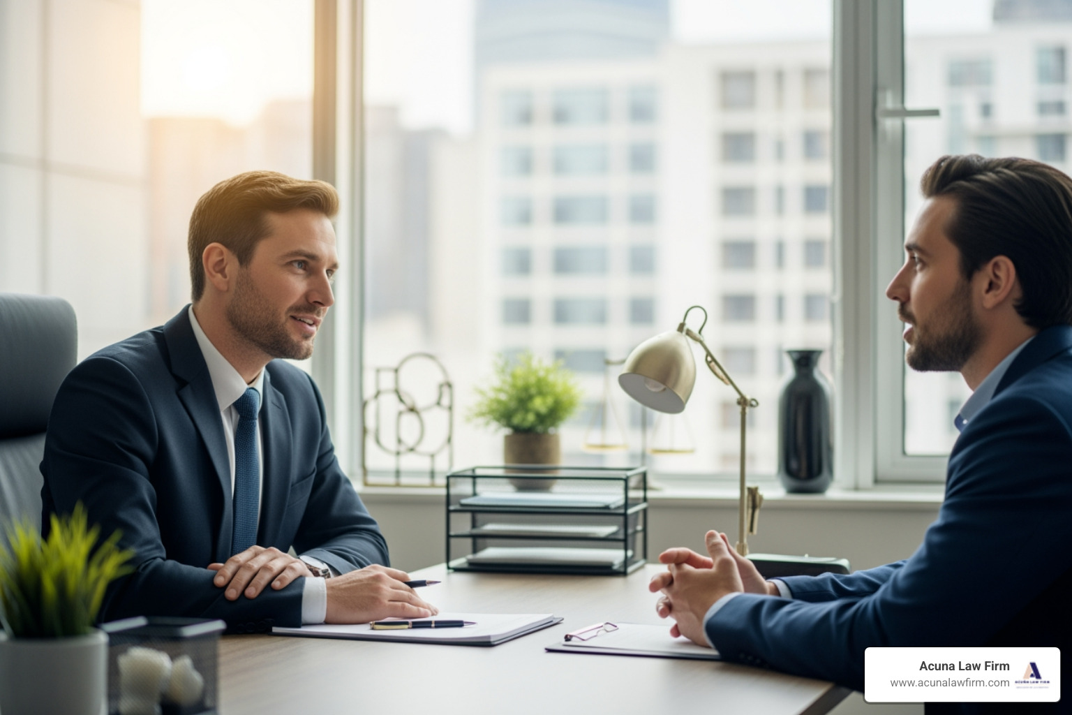 professional and empathetic attorney meeting with a client - big rig accident attorney near me
