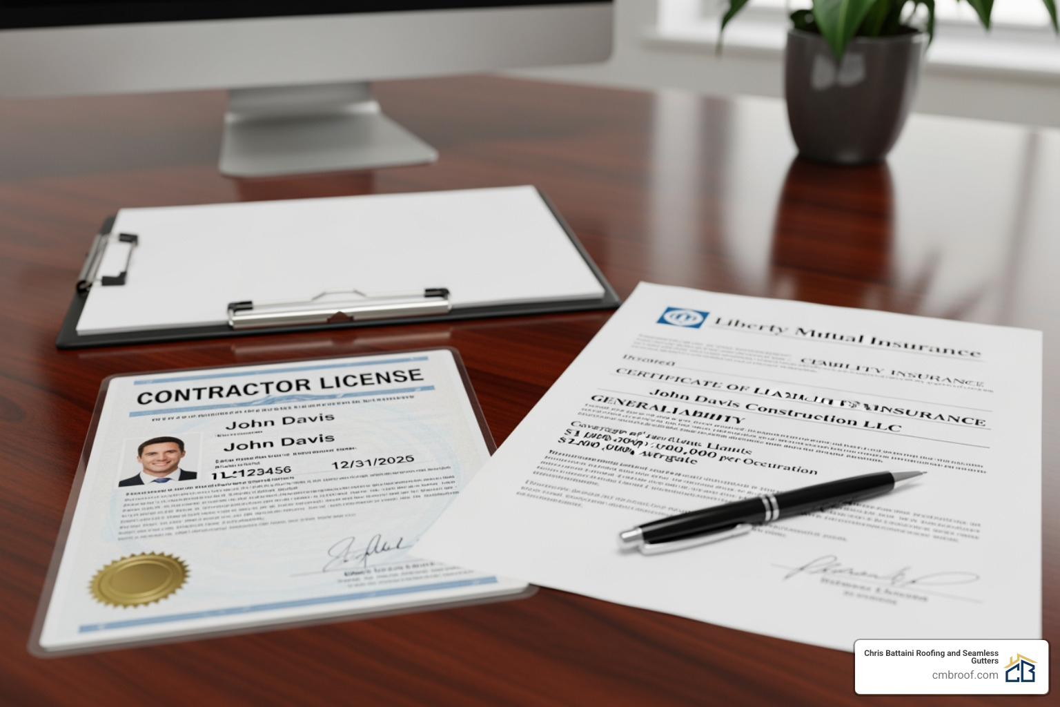 contractor's license and insurance certificate - Flat Roofing Contractor