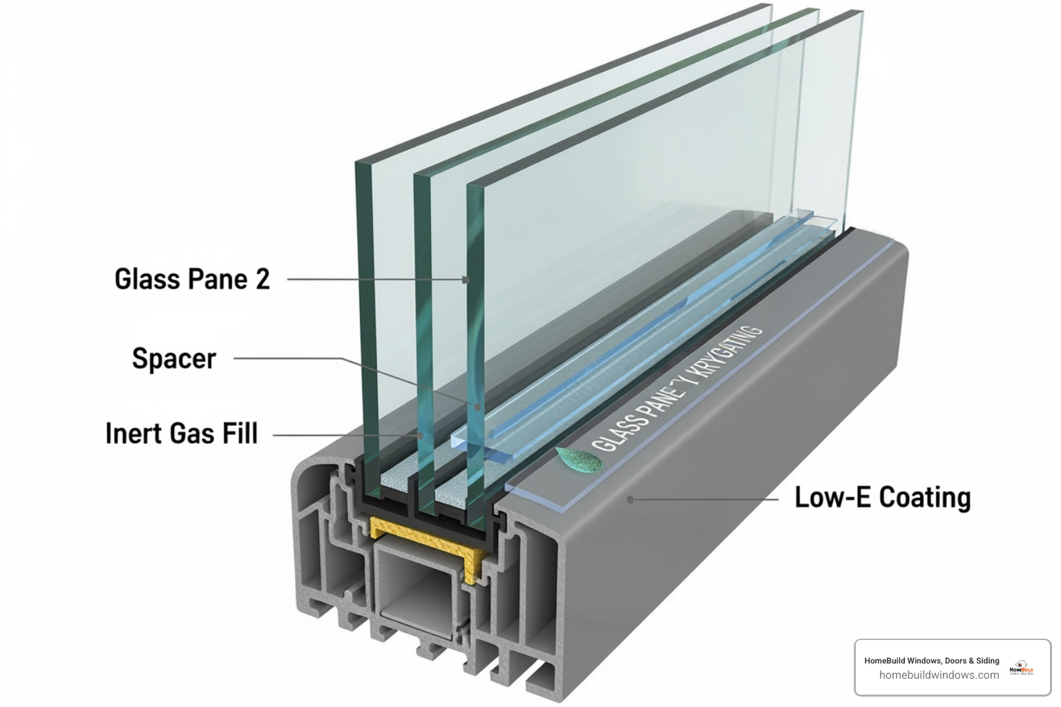 cross section of a double pane low-e glass window - Patio door replacement cost