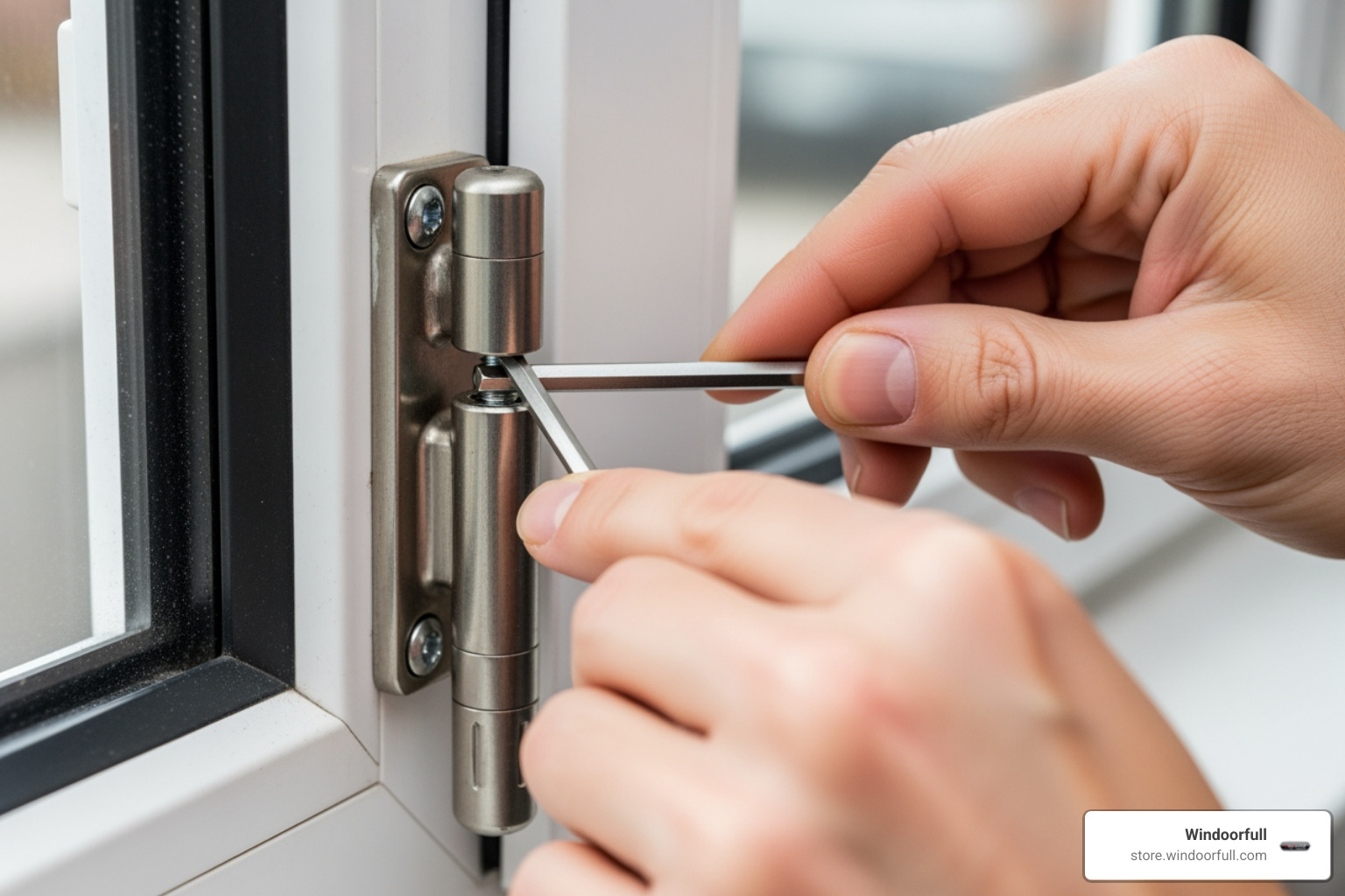 someone adjusting a window hinge with an Allen key - tilt and turn window won t close someone adjusting a window hinge with an Allen key - tilt and turn window won t close