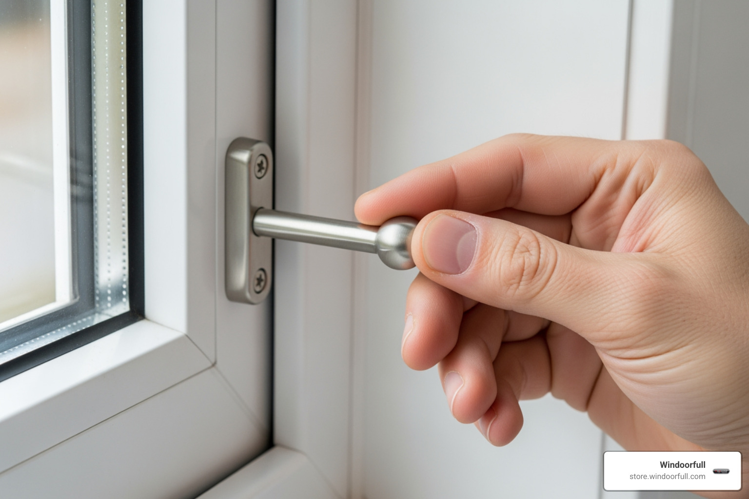 hand pressing the mishandling lever/safety catch on the side of the window sash - tilt and turn window won t close hand pressing the mishandling lever/safety catch on the side of the window sash - tilt and turn window won t close