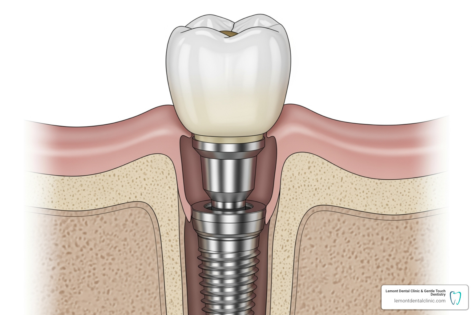 Diagram showing a dental implant with a titanium post, abutment, and crown - cost of 3 tooth bridge Diagram showing a dental implant with a titanium post, abutment, and crown - cost of 3 tooth bridge
