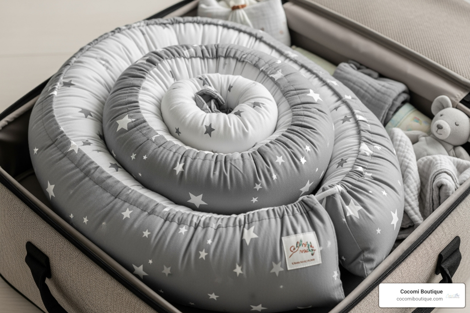 infant nest packed in travel bag - infant nest