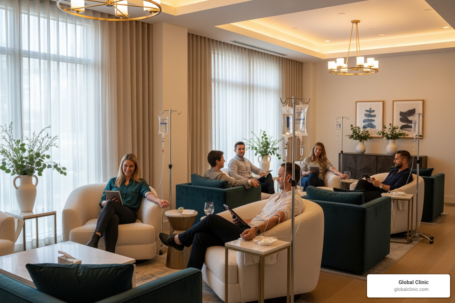 Comfortable 'drip bar' lounge setting - IV Infusions