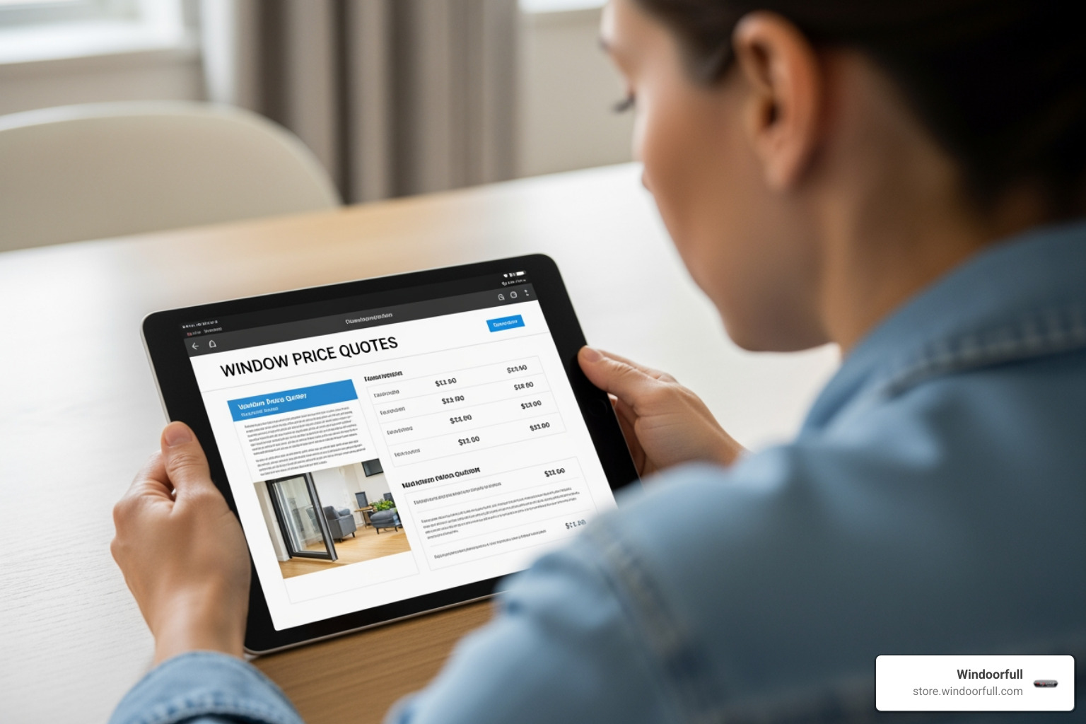person reviewing window price quotes on a tablet - tilt and turn windows price person reviewing window price quotes on a tablet - tilt and turn windows price