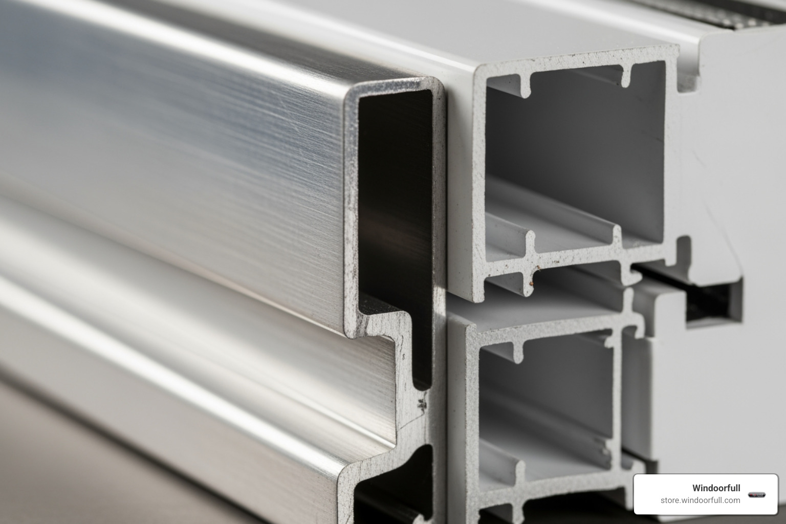 of a raw aluminium cladding profile next to a uPVC window profile - aluminium upvc windows price of a raw aluminium cladding profile next to a uPVC window profile - aluminium upvc windows price