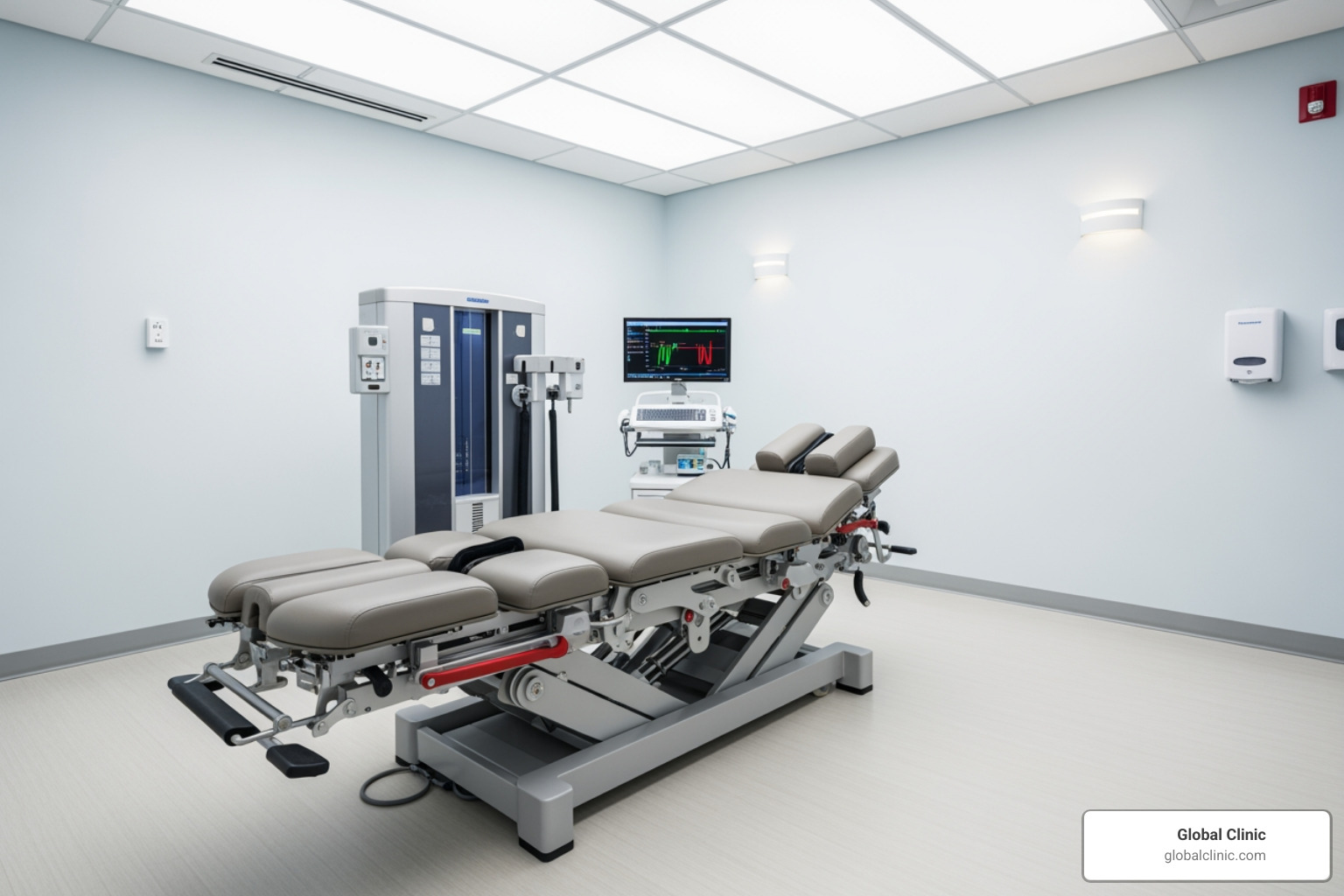 Image of a modern, clean non-surgical decompression table - spinal decompression therapy Image of a modern, clean non-surgical decompression table - spinal decompression therapy