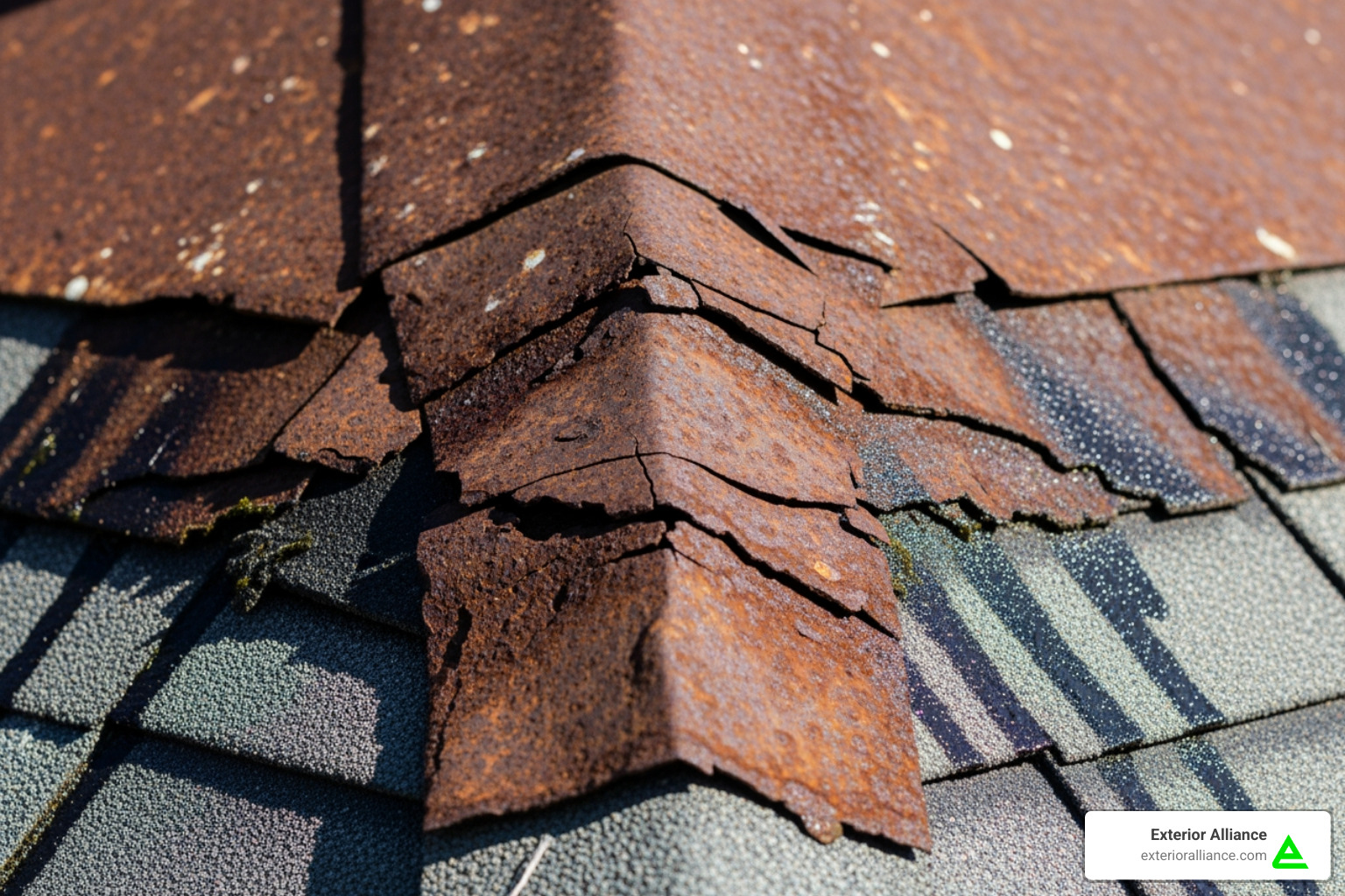 rusted and cracked chimney flashing - chimney flashing repair