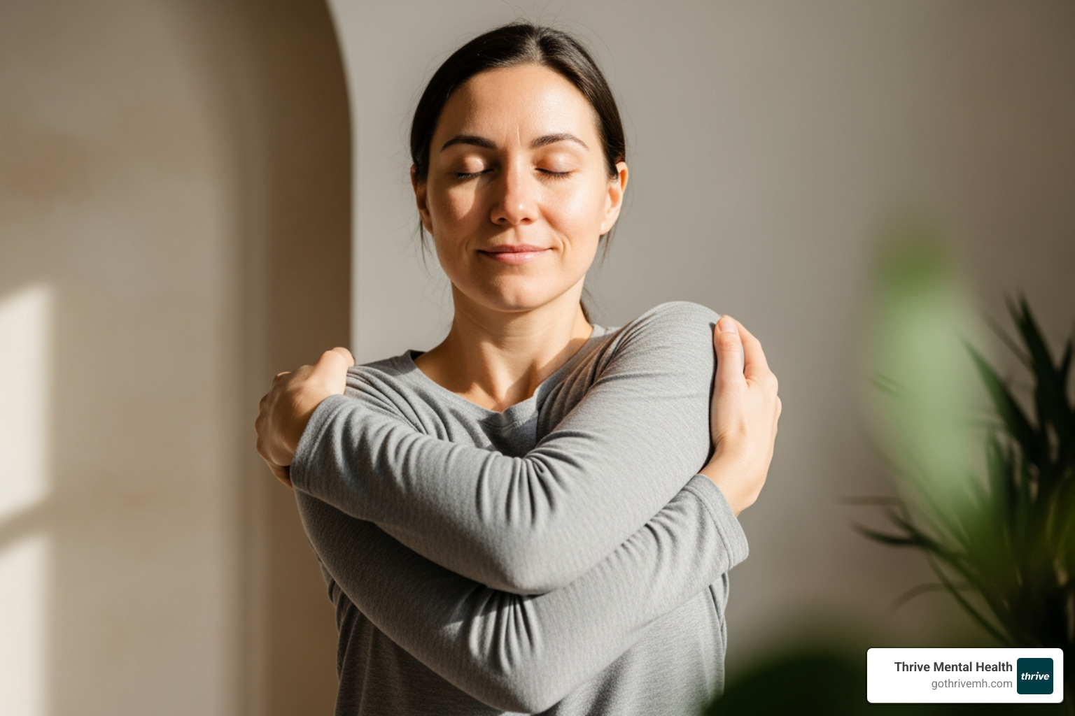 Person performing the Butterfly Hug technique - How Bilateral Stimulation Calms the Nervous System