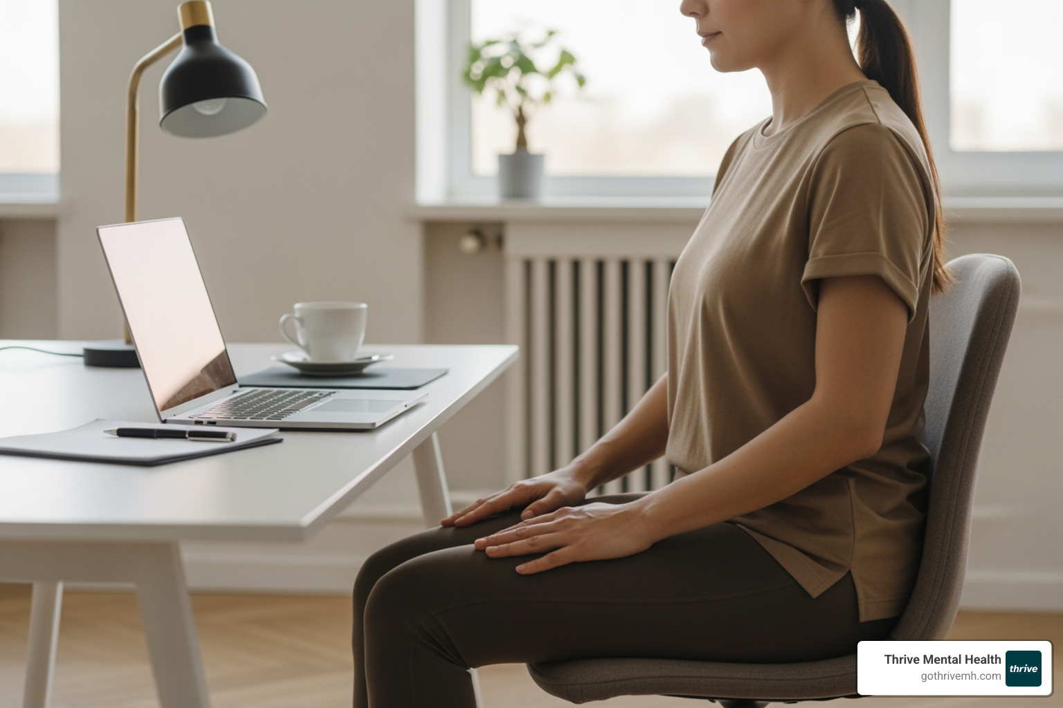 Person using a simple bilateral stimulation technique for stress relief at work. - From EMDR to Daily Regulation: Bringing Bilateral Stimulation Into Everyday Life Person using a simple bilateral stimulation technique for stress relief at work. - From EMDR to Daily Regulation: Bringing Bilateral Stimulation Into Everyday Life