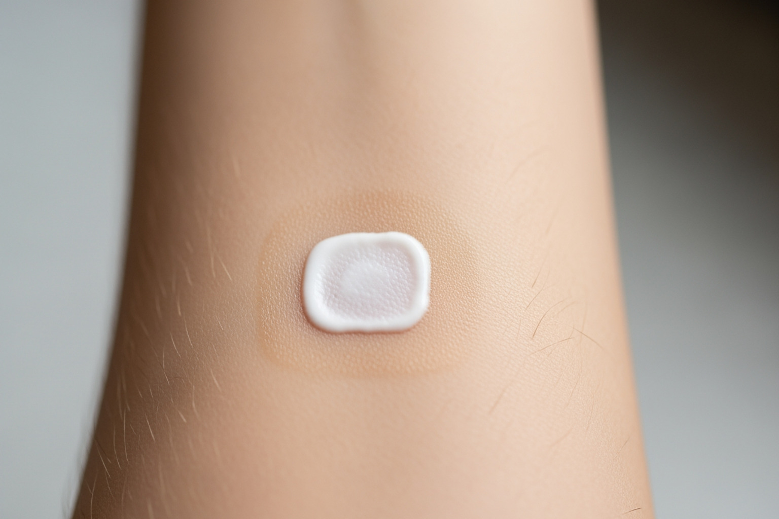 person performing a patch test on their inner arm - joint muscle cream person performing a patch test on their inner arm - joint muscle cream