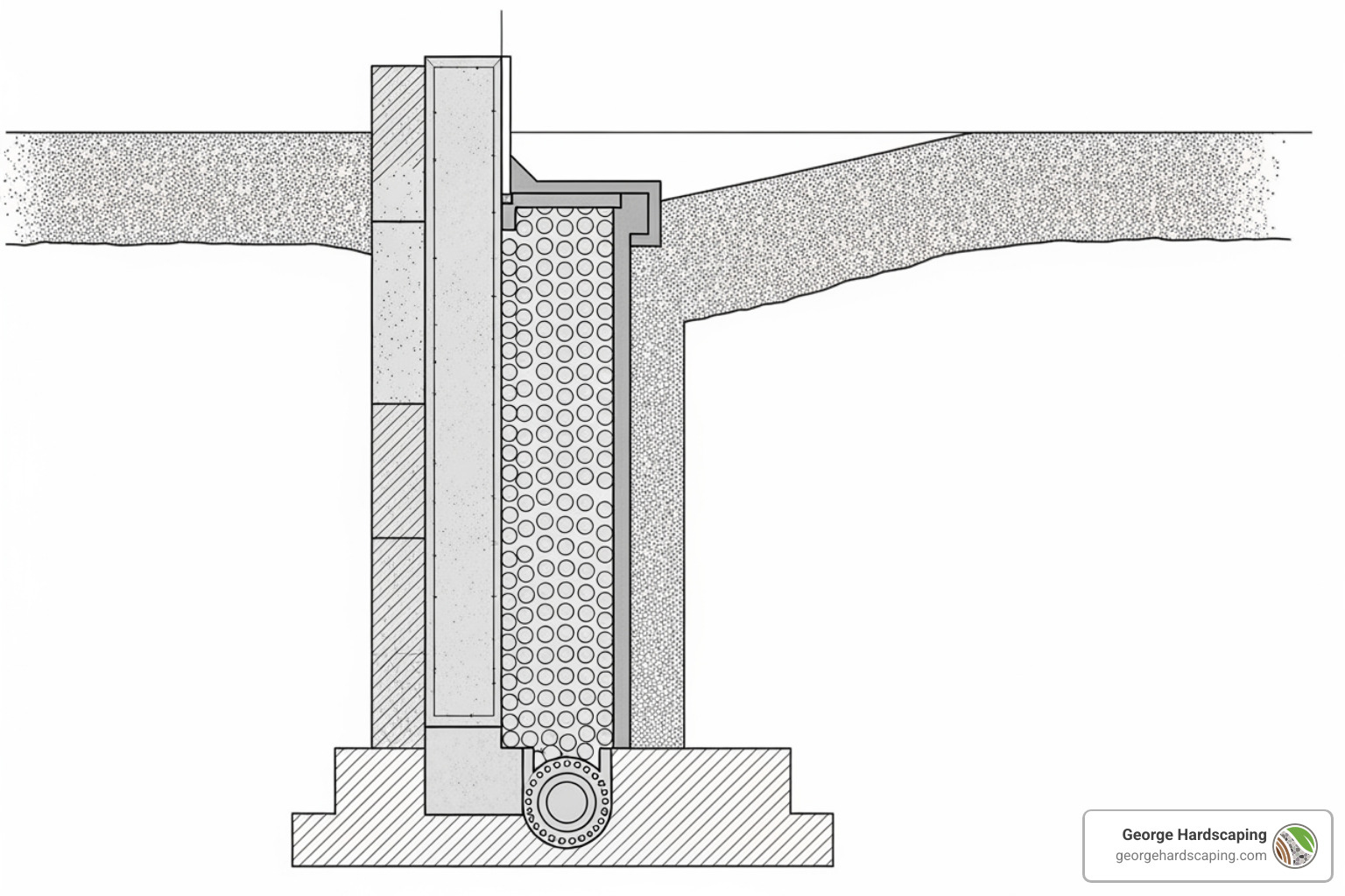 Retaining wall cross section - Concrete retaining wall