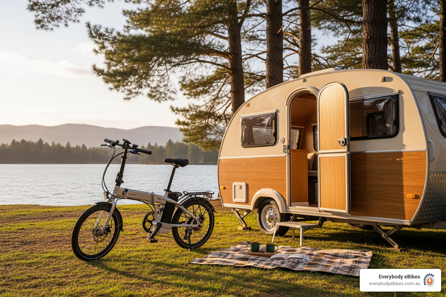 folding e-bike next to caravan - E-bike buying tip folding e-bike next to caravan - E-bike buying tip