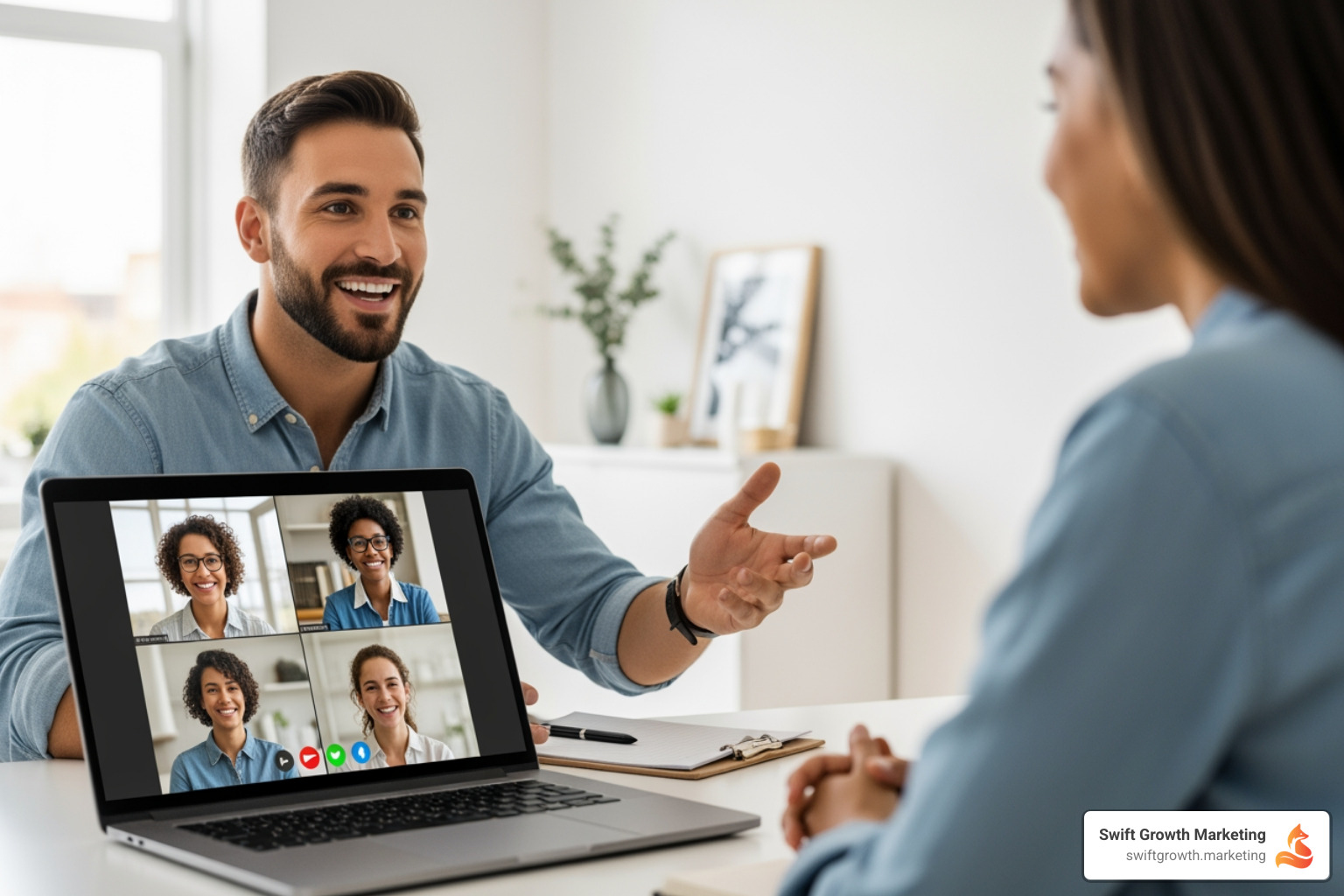 Alumnus speaking to prospective students at a virtual open house event - dpt program marketing