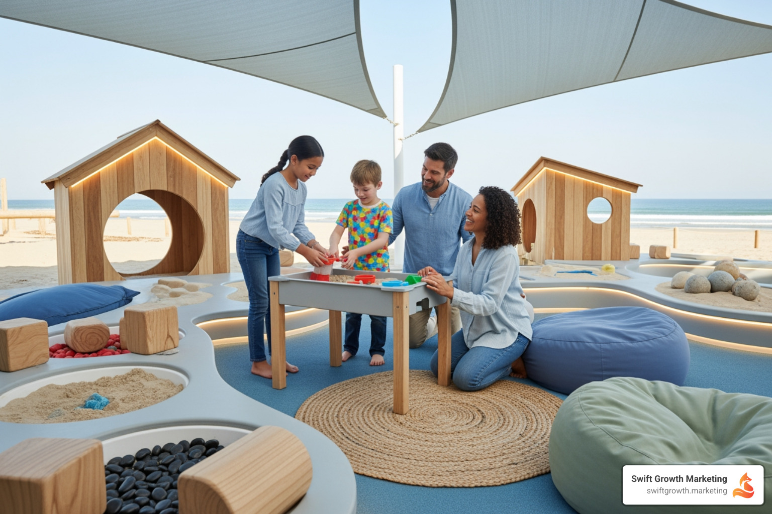 Family enjoying a sensory-friendly attraction in Myrtle Beach - content marketing for brands Family enjoying a sensory-friendly attraction in Myrtle Beach - content marketing for brands