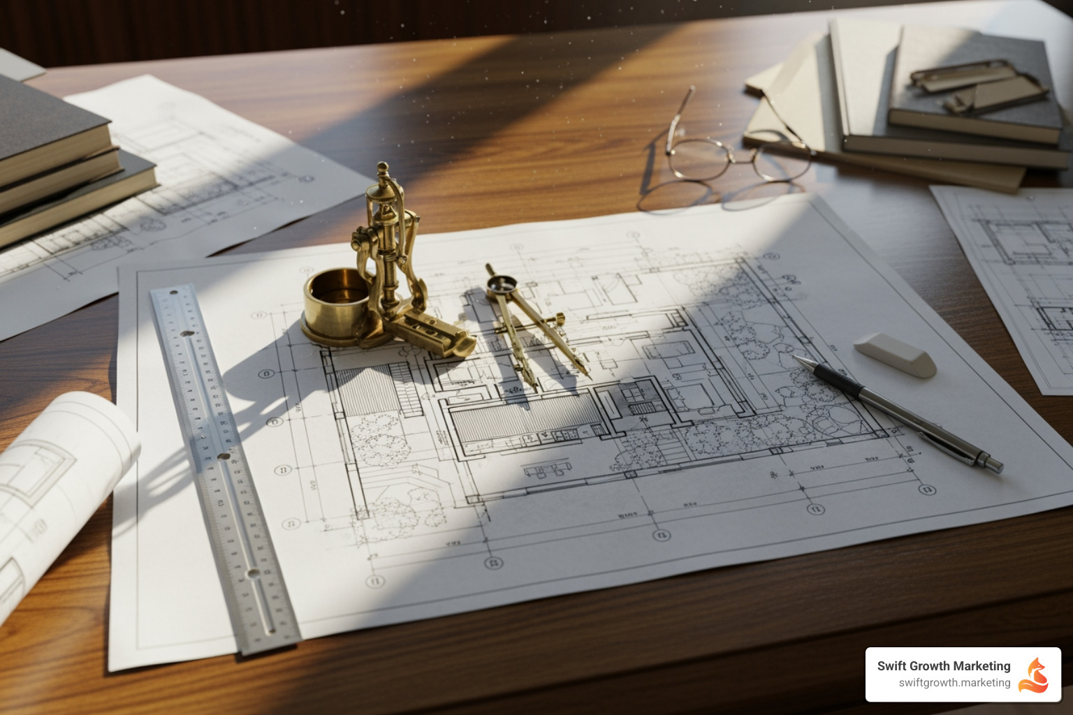 blueprint or architectural drawing labeled "Marketing Plan" - financial advisory marketing