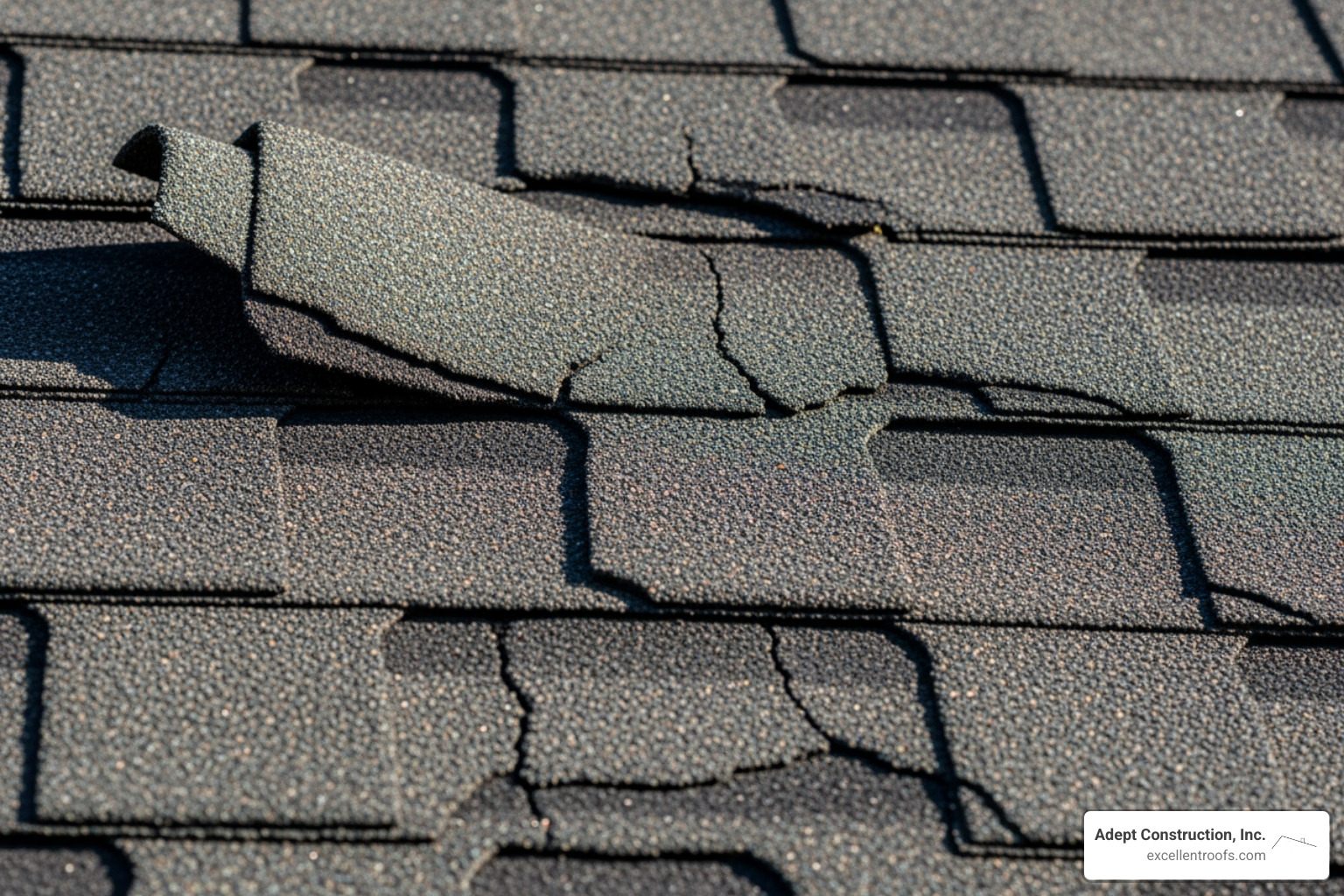 curled and cracked asphalt shingles on a roof - repair of roofing