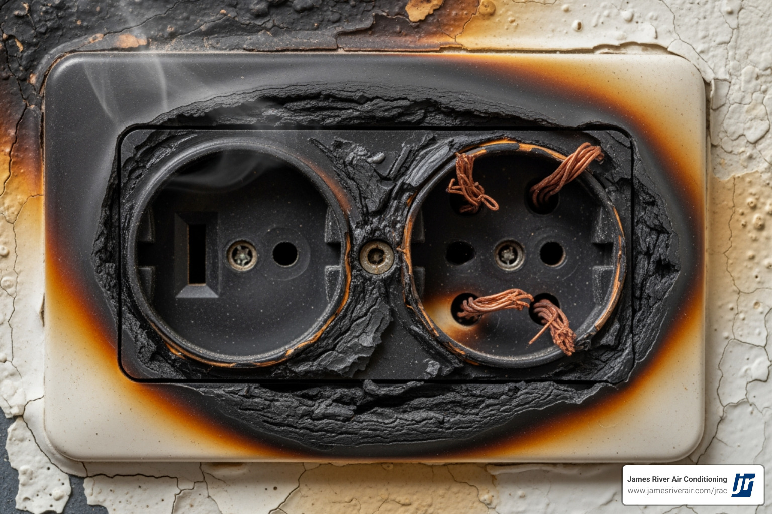 discolored or burnt-looking wall outlet - electrical making noise in bon air, va