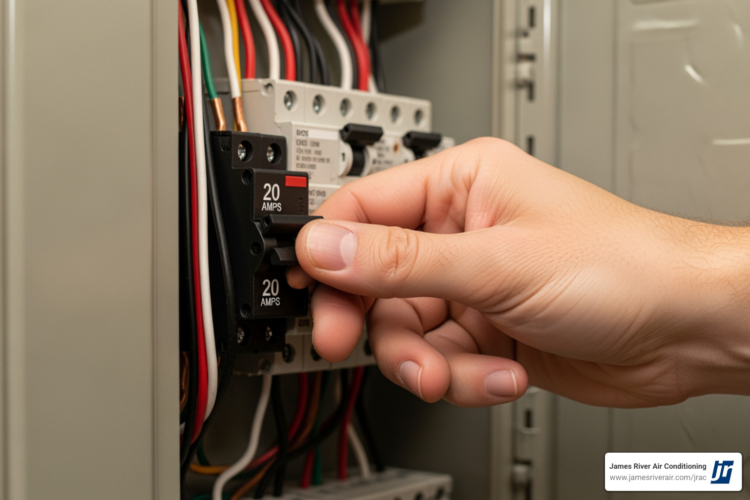 hand safely switching off a circuit breaker in a panel - electrical making noise in bon air, va