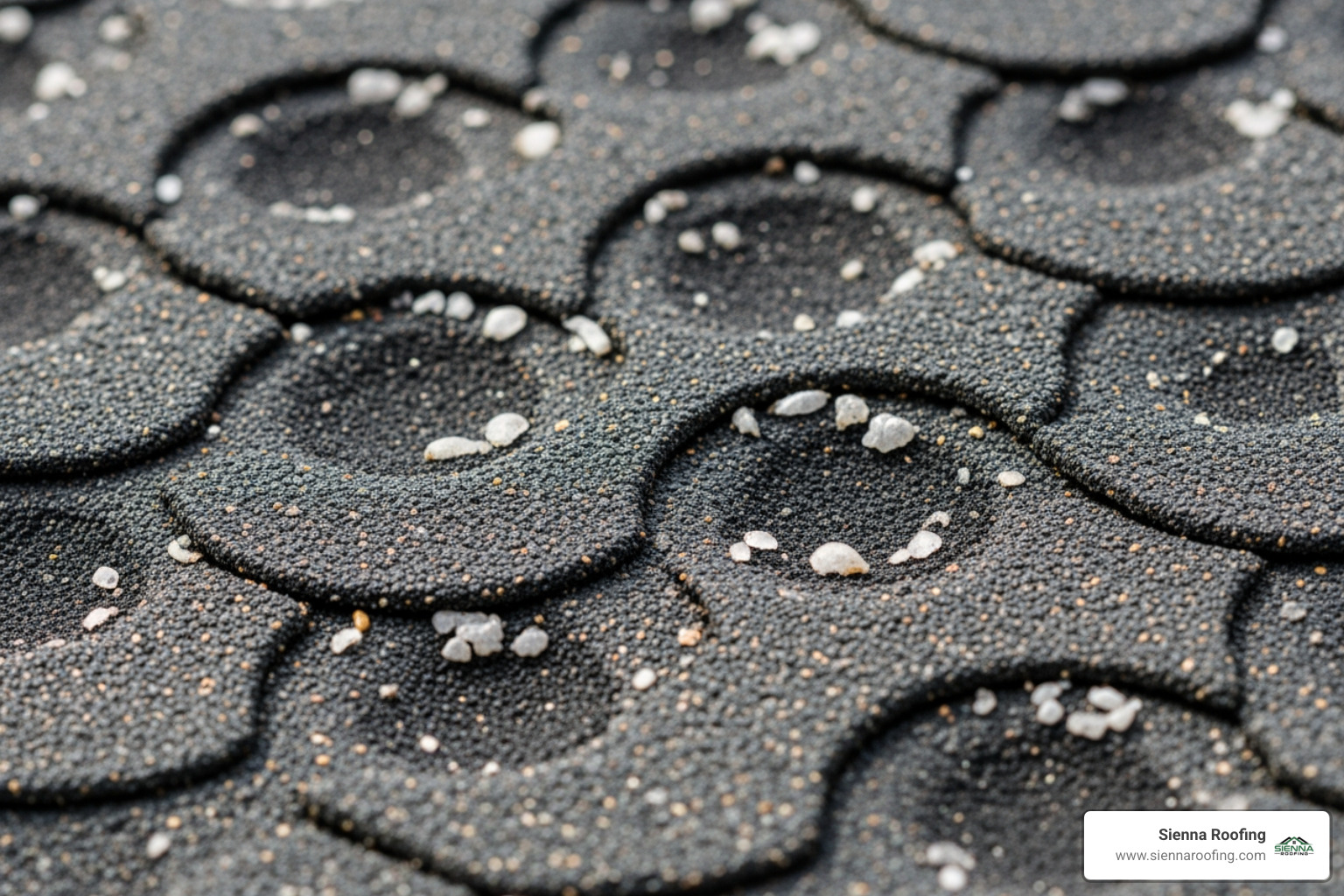 Hail damage indentations on an asphalt shingle - roof maintenance missouri city