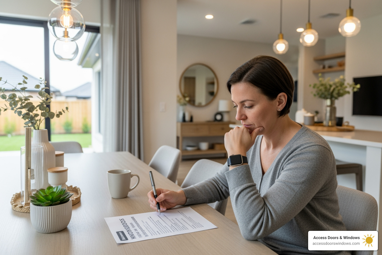 homeowner reviewing a quote for window installation - egress window install near me