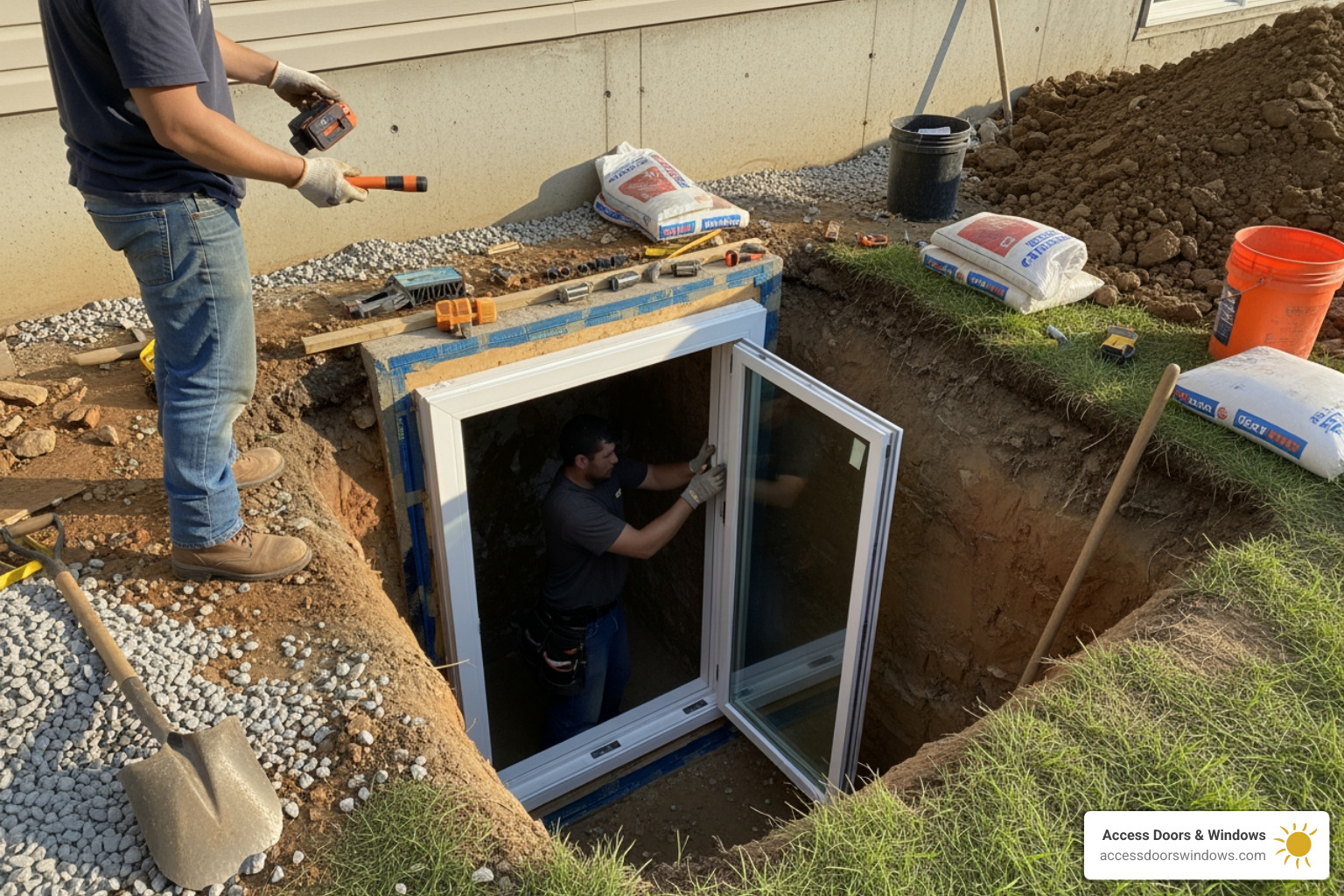 diagram showing egress window code requirements and dimensions - egress window install near me