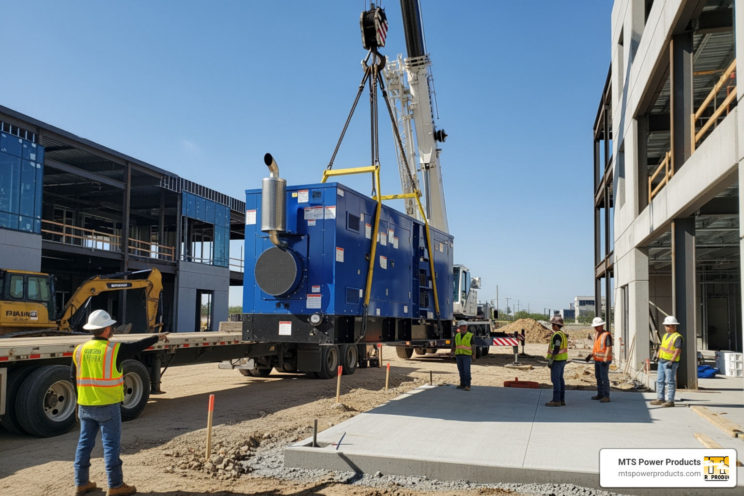 A generator being delivered and installed at a commercial site - commercial generator A generator being delivered and installed at a commercial site - commercial generator